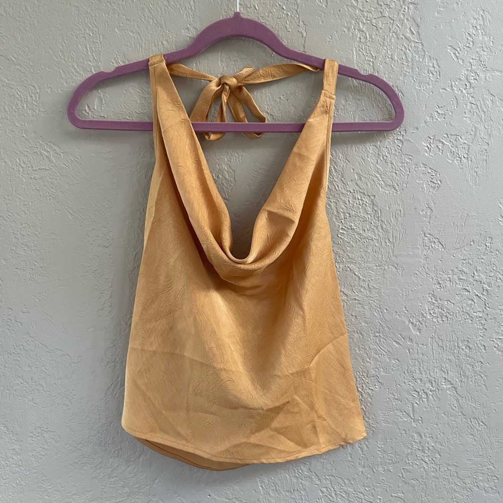 12th Tribe Cowl Neck Backless Halter Top